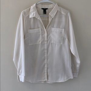 Silky Long Sleeve White Blouse